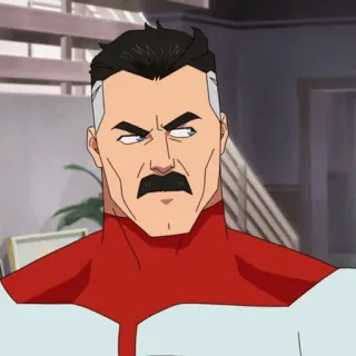 🌐 Omni-Man Invincible Superheld, Viltrumite, Schnurrbart, Cartoon telegram sticker