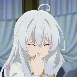 🍃 anime, character, white hair, cute, smiling telegram sticker