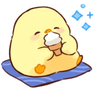 🤩 pollito, helado, lindo, kawaii, pájaro, postre whatsapp sticker