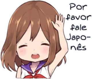 🇯🇵 Por favor fale Japonês Anime Mädchen, Chibi, Japanisch, Übersetzung, Japanisch sprechen, Cartoon telegram sticker