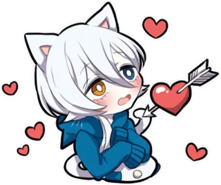 💘 Anime, Kot, Słodkie, Kawaii, Serce, Strzałka, Miłość, Chibi telegram sticker