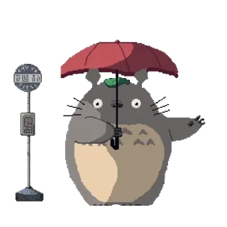 ☂️ Totoro My Neighbor Totoro totoro, anime, ghibli, paraguas, parada de autobús, el viaje de chihiro, miyazaki whatsapp sticker