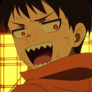 🧯 Shinra Kusakabe Fire Force anime, Fire Force, Shinra Kusakabe, angry, red eyes telegram sticker