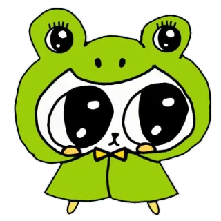🐼 rana, lindo, animal, dibujo animado, kawaii, verde, personaje telegram sticker