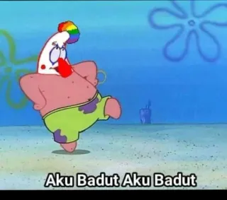 🦖 Patrick Star Spongebob Squarepants Aku Badut Aku Badut Patryk Rozgwiazda, Spongebob, Klaun, Aku Badut, Indonezyjski, Meme telegram sticker