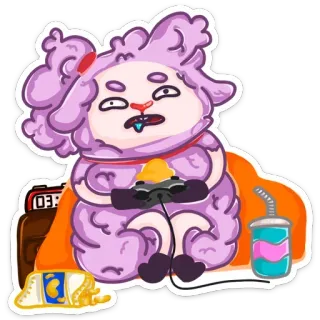 🎮 Dessin animé, Gaming, Mouton, Paresseux, Art numérique, Gamer, Sticker telegram sticker