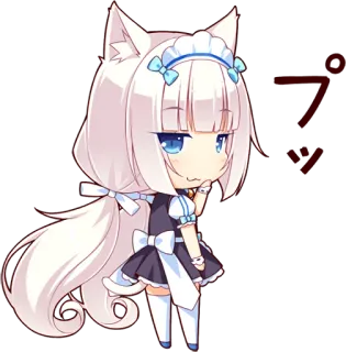 😸 ブツ アニメ, 猫, かわいい, ちび, 猫耳娘 telegram sticker