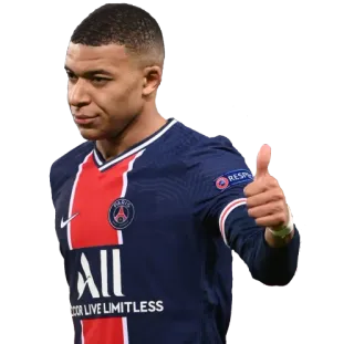 👍 Kylian Mbappé joueur de foot, athlète, football, pouce levé, sport telegram sticker