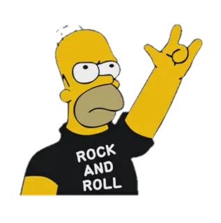 ✌ Homer Simpson The Simpsons ROCK AND ROLL Homer Simpson, The Simpsons, rock and roll, cartoon, yellow, character, sticker telegram sticker