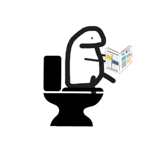 💩 toilet, reading, newspaper, stick figure, funny, cartoon whatsapp sticker