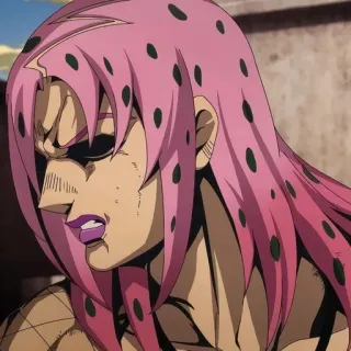 🐸 Diavolo JoJo's Bizarre Adventure Anime, Bösewicht, Pink, Punkte, Jojo telegram sticker
