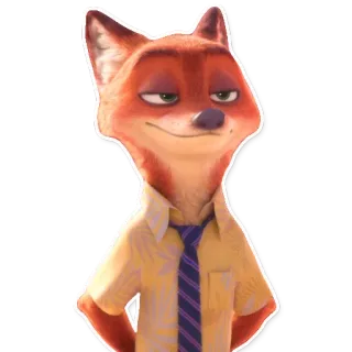 🙂 Nick Wilde Zootopia zorro, dibujos animados, animal, animado, personaje, Zootopia, Nick Wilde telegram sticker