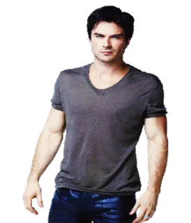 😐 Damon Salvatore The Vampire Diaries Ian Somerhalder, vampire, série TV, fantastique, homme telegram sticker