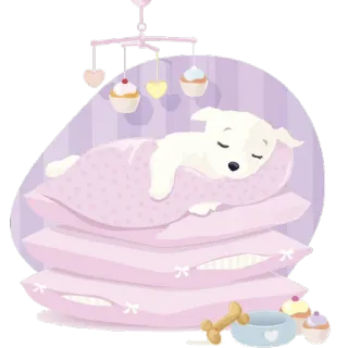🐶 cane, dormire, cucciolo, carino, bambino, morbido, cuscino telegram sticker