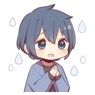 🌟 Anime, Chłopak, Słodki, Chibi, Błagalny, Smutny, Emocjonalny telegram sticker