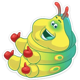 😂 cartoon, caterpillar, insect, thumbs up, cute, sticker whatsapp sticker