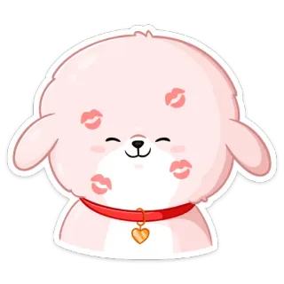 💋 mignon, chiot, dessin animé, baiser, cœur, chien telegram sticker