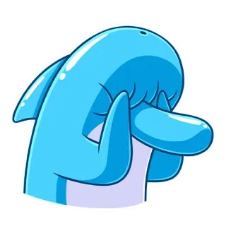 🤦‍♂️ Мультфильм, Дельфин, Грустный, Плачущий, Эмодзи, Синий telegram sticker