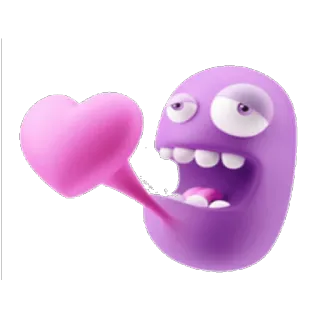 ❤ 만화, 사랑, 하트, 보라색, 괴물, 웃긴, 행복 telegram sticker