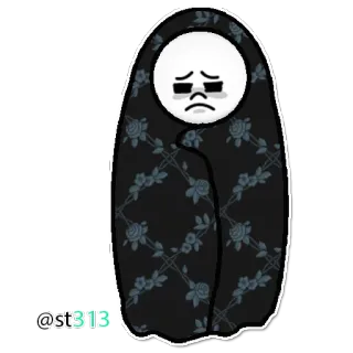 😔 @st313 triste, déprimé, emmitouflé, couverture, dessin animé telegram sticker