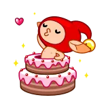 😘 torta, elfo, dolce, cuore, dessert, cartone animato telegram sticker