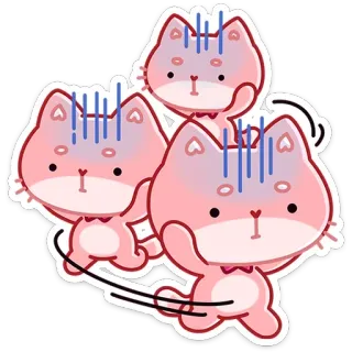 😰 кот, милый, стикер, розовый, мультик, каваий, тревожный telegram sticker