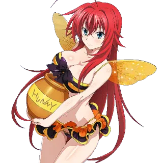🍯 Hunny Anime, Garota, Mel, Asas, Desenho animado, Sexy telegram sticker