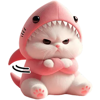 😤 kot, rekin, zły, naklejka, zwierzę, słodki telegram sticker