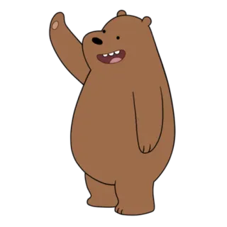 👋 Grizzly Bear We Bare Bears アニメ, クマ, あいさつ, 手を振る, フレンドリー telegram sticker