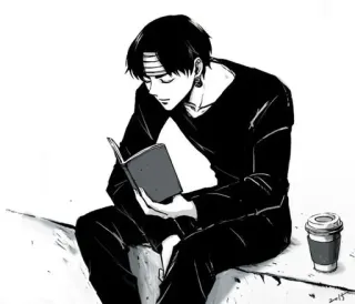 😪 Chrollo Lucilfer Hunter x Hunter Anime, Manga, Chrollo Lucilfer, Hunter x Hunter, Leyendo, Café telegram sticker