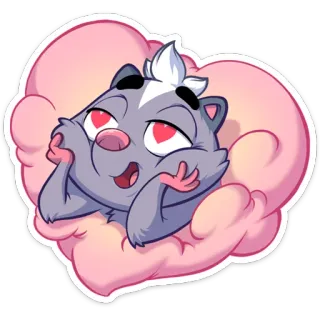 😍 Stinktier, süß, Cartoon, Tier, Herz, fröhlich telegram sticker