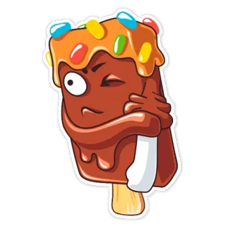 😡 lody, lizak lodowy, deser, kreskówka, jedzenie, słodki, przysmak telegram sticker