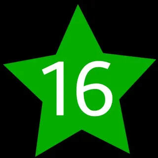1⃣ 16 bintang, nomor, hijau, usia, enam belas telegram sticker