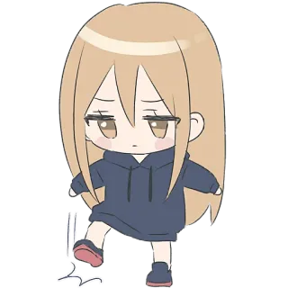 😤 애니메이션, 치비, 귀여운, 소녀, 만화, 후드티, 카와이 whatsapp sticker