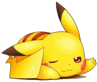 ✌️ Pikachu Pokemon โปเกมอน, ปิกาจู, ง่วง, น่ารัก, สีเหลือง telegram sticker