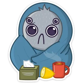 🤒 sick, cold, flu, tissues, lemon, tea, illness telegram sticker