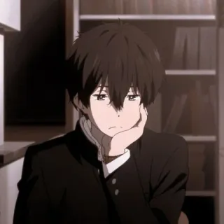 🙃 Anime, Garçon, Uniforme scolaire, Penseur, Réflexion, Manga, Personnage telegram sticker