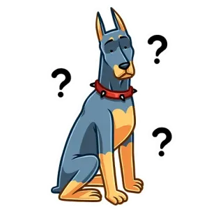 🤨 собака, вопросительные знаки, путаница, питомец, мультфильм whatsapp sticker