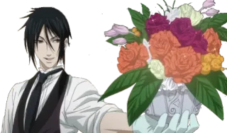 💐 Sebastian Michaelis Black Butler anime, flowers, butler, black butler, sebastian michaelis telegram sticker