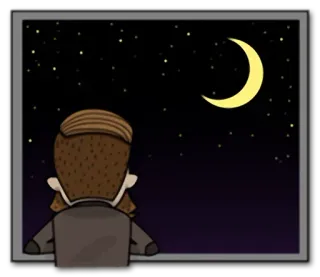 🌙 Mond, Sterne, Nacht, Fenster, Himmel, Mondsichel, Cartoon telegram sticker