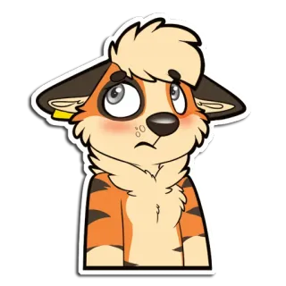 😳 furry, feline, tiger, anime, cartoon, confused, worried, expression telegram sticker
