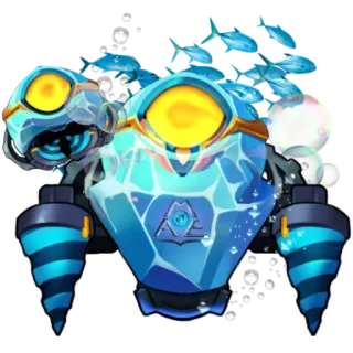 🐟 robot, eau, machine, futur, océan, mer, art numérique telegram sticker