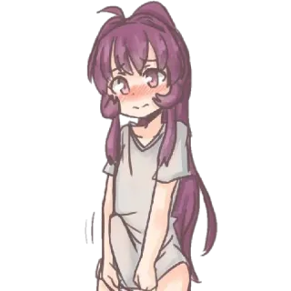 😳 Anime, Chica, Sonrojo, Linda, Pelo morado, Tímida whatsapp sticker