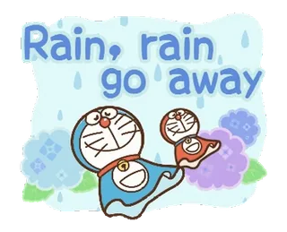 🔷 Doraemon Rain, rain
go away 도라에몽, 비, 만화, 귀여운, 구름 whatsapp sticker