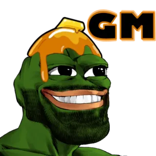 ☕️ Pepe the Frog GM เปเป้, กบ, อรุณสวัสดิ์, อรุณสวัสดิ์, มีม, มีมอินเทอร์เน็ต telegram sticker