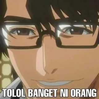 🗿 TOLOL BANGET NI ORANG Anime, Óculos, Meme, Retrato telegram sticker