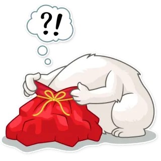 🤔 ?! Frage, Überraschung, Tasche, Cartoon, Eisbär, Verwirrung telegram sticker