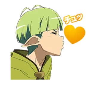 😘 チュッ Anime, Pocałunek, Miłość, Serce, Elf, Słodkie telegram sticker