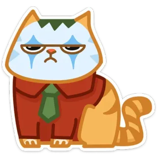 😐 chat, autocollant, clown, triste, cravate telegram sticker