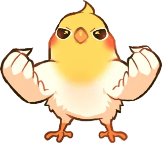 ✊ 鳥, 鶏, 筋肉, 強い, かわいい, アニメ telegram sticker